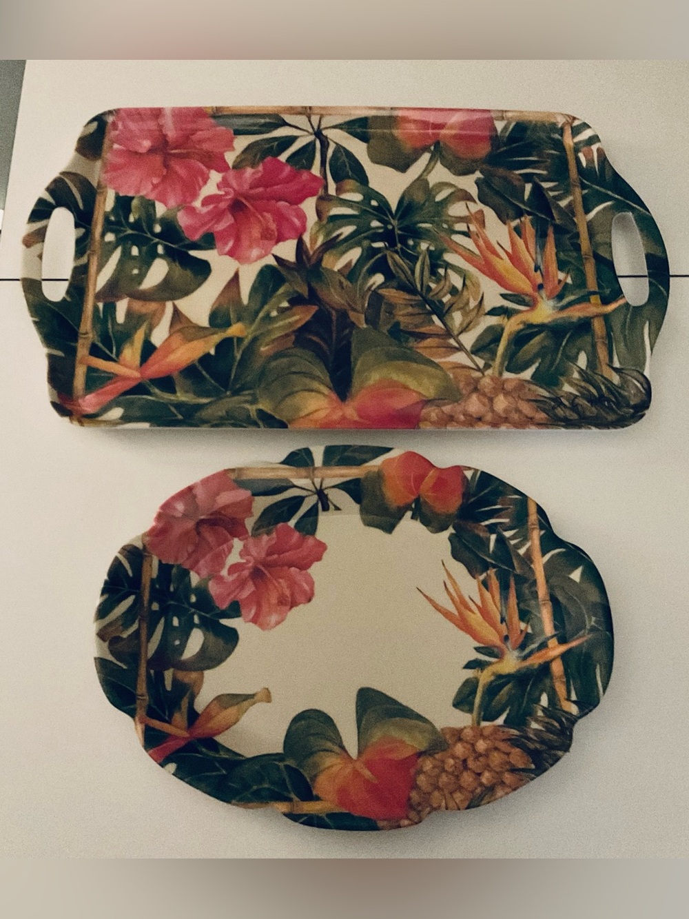 JOD Tropical Melamine Serving Set – Handle Tray & Platter Bundle NWT